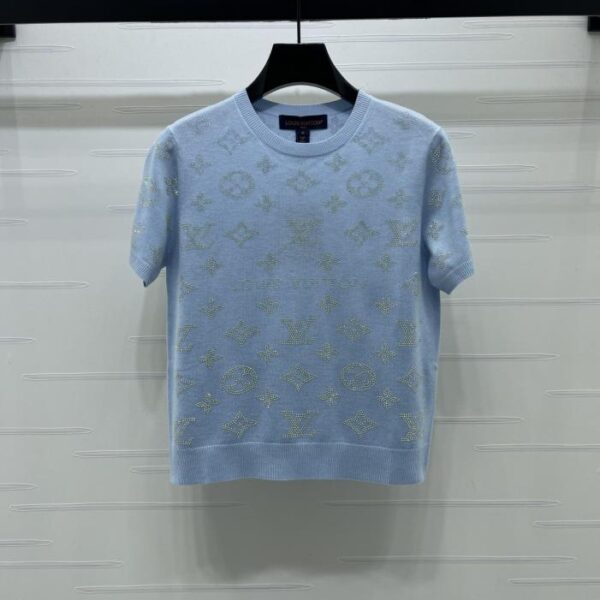 LOUIS VUITTON 提花針織燙鑽短袖(D0FZR)