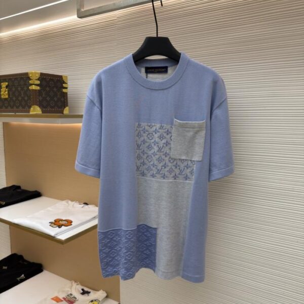 LOUIS VUITTON 字母提花拼接撞色針織短袖(EUGKOR)