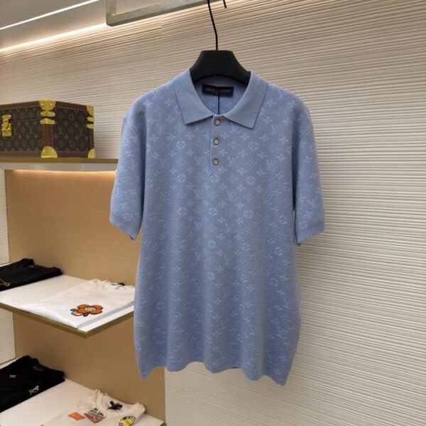 LOUIS VUITTON 字母暗紋提花針織短袖POLO衫(9MZE4R)