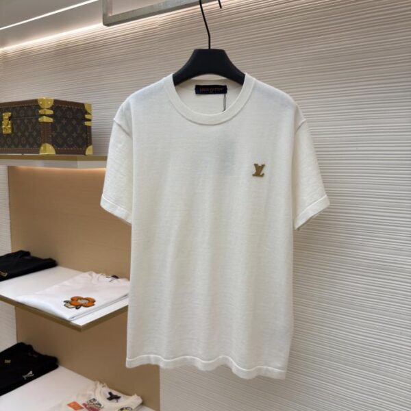 LOUIS VUITTON 字母皮牌標識針織衫短袖(CCE1IN)