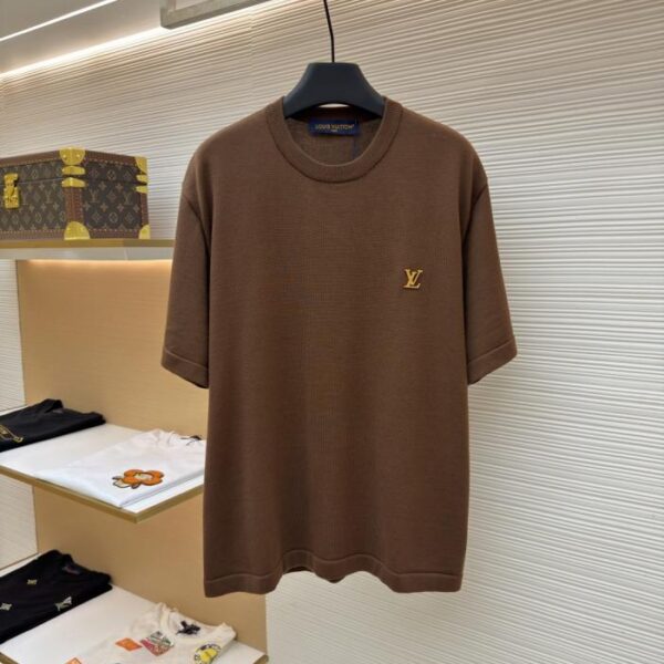 LOUIS VUITTON 字母皮牌標示針織衫短袖(AICM22)