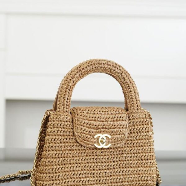 Chanel 早春系列 藤編 Kelly 手把鏈條包 經典 Kelly 手把包 (6QDZFT)