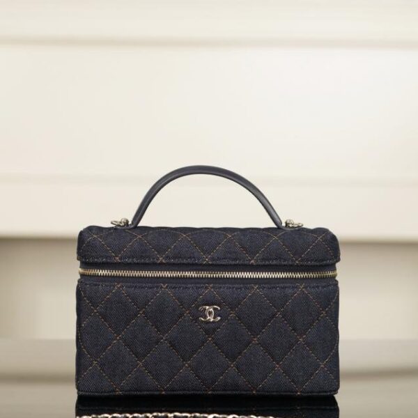 Chanel 丹寧牛仔 LP 便當包 深藍 (UKU3M9)